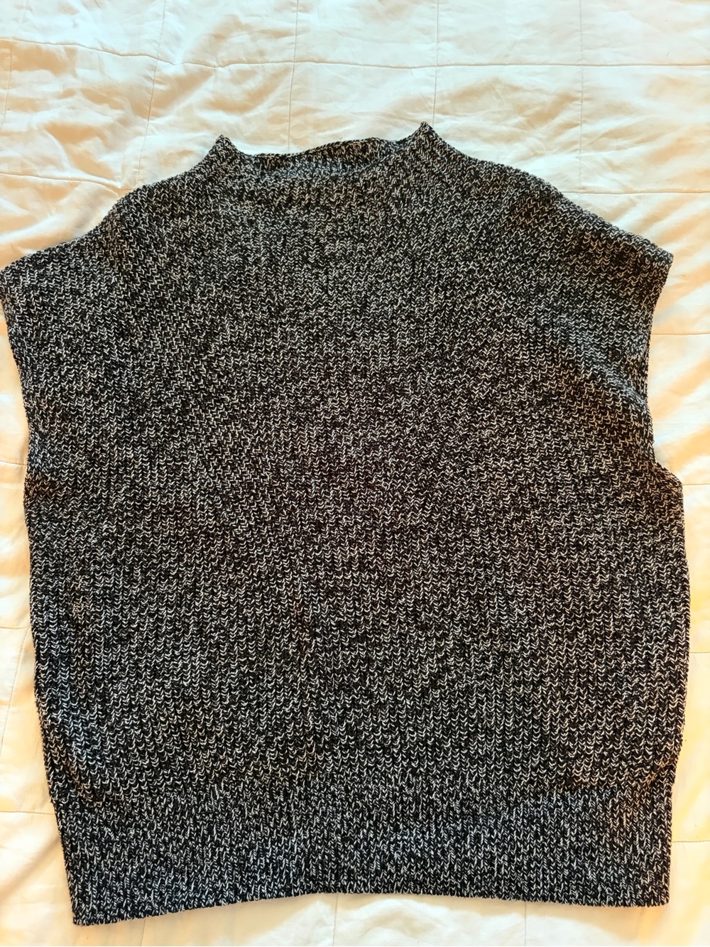 LOFT Black & White Marled Mock Neck Sweater Vest